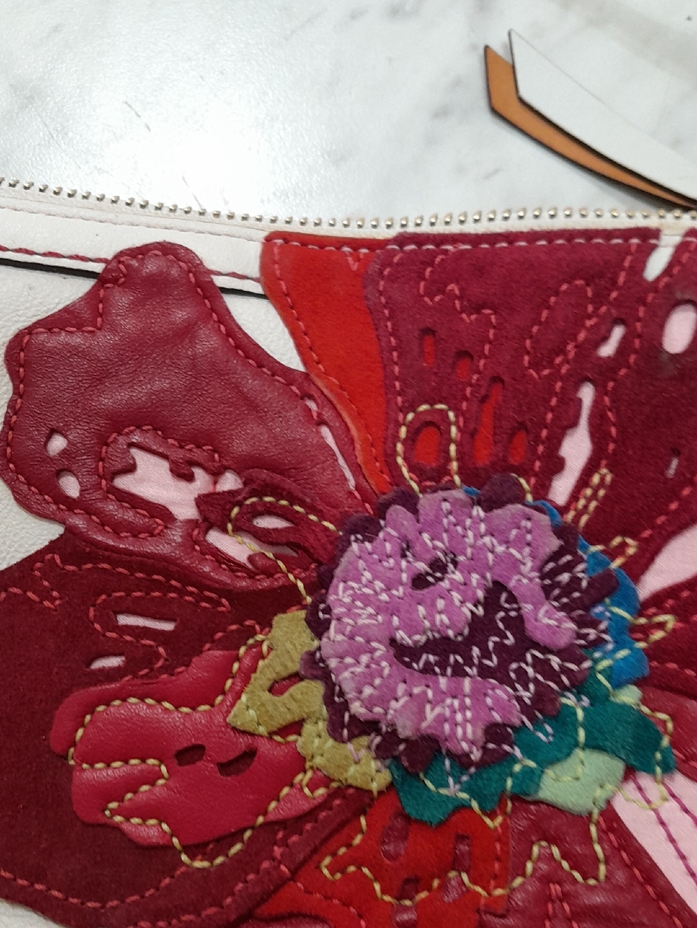 Coach 9291 Red Flower Applique Small Handbag Purse 9"x5" READ - Picture 2 of 5